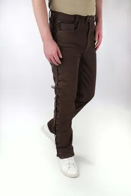 Immagine prodotto di Pantaloni allacciati in pelle di vacchetta nabuk - marrone / 30
