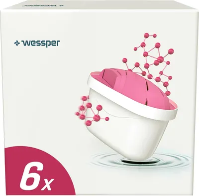Zdjęcie produktu dla Wkłady filtrujące do dzbanka na wodę - magnez, filtr z węglem aktywnym - opakowanie 6 sztuk