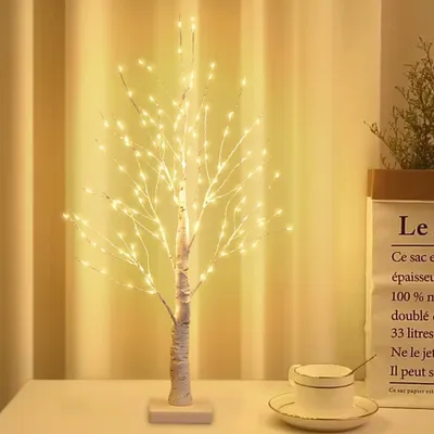 LED-Birkenbaum 60 cm, 144 warmweiße LEDs, biegsame Äste