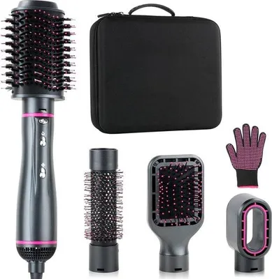 Productafbeelding van Elektrische haarstyler - Krul- en stylingborstel - 1200 watt - 2-in-1 - Rood - 85 mm - Bedrade haarstyler