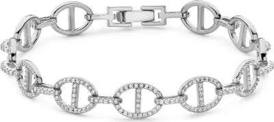 Produktbild von New Bling - 9NB-1616 - Silbernes ovales Monogramm-Armband mit Zirkonia - rhodiniert - Damenarmband - 19.5cm