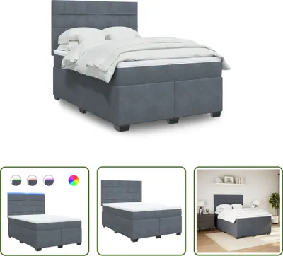 Produktbild von The Living Store Boxspringbett mit Matratze Dunkelgrau 140x190 cm Samt
