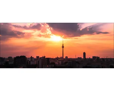 Produktbild von Glasbild Berlin Sonnenuntergang GLA1549 80x30 cm