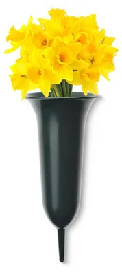 Produktbild von Trichter Grab-Vase mit Erdspieß frostsicher grün 26 cm