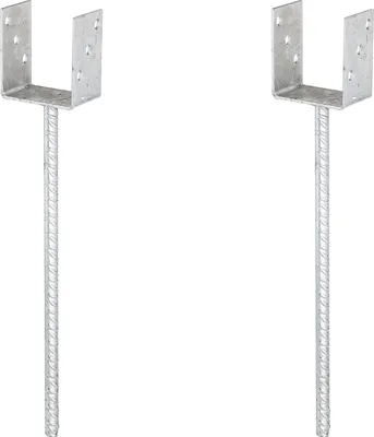 Produktbild von Alberts 2 x U-Pfostenträger, Riffelstahl-Betonanker, 91x91 mm, Betonanker 400 mm, feuerverzinkt, zum Einbetonieren
