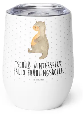 Produktbild von Mr. & Mrs. Panda Thermo Becher Otter Bauch - Weiß - Geschenk, kaffee tasse, Essen. Foodlover, glühweinbecher, Winterspeck, Isolierbecher, thermosbecher, Thermobecher