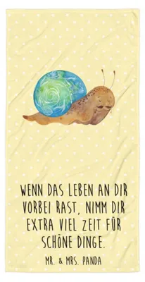 Produktbild von Mr. & Mrs. Panda Handtuch Schnecke Sir - Gelb Pastell - Geschenk, Duschtuch, Lustige Sprüche, Weisheit, Lebenszeit, Schnecken, Reisehandtuch, Motivation, Großes