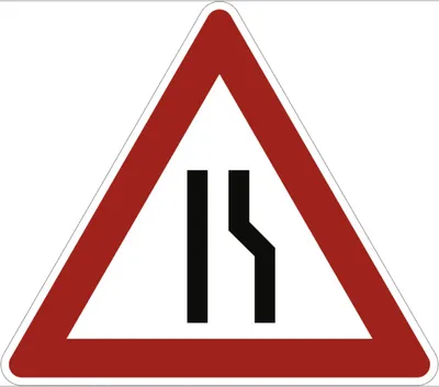 Produktbild von Verkehrsschild VZ121-10, Einseitig verengte Fahrbahn, Verengung rechts, Alu, ...