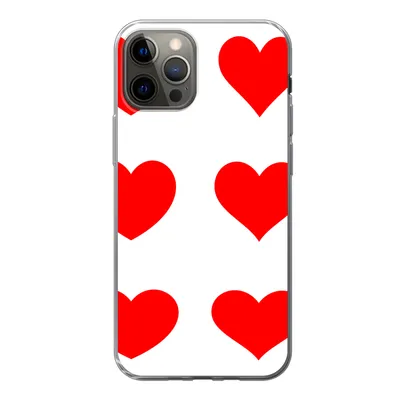 Produktbild von MuchoWow® Handyhülle Schutzhülle Hülle für iPhone 12 Pro Eine Illustration mit neun roten Herzen Silikon Softcase Handy Hülle - Abdeckung
