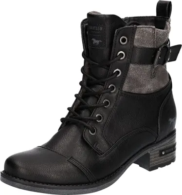 Produktbild von Mustang Damen Stiefelette Schnürboot mit Riemen und Schnalle 1229-519, Größe:37 EU, Farbe:Schwarz