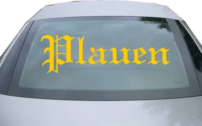 Produktbild von Indigos UG - Aufkleber Heckscheibe & Motorklappe DE6558 - gold - 600x179 mm - Stadt Plaün - Auto Scheiben Fenster Heckklappe Tuning Racing JDM - Die cut