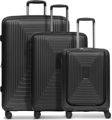 Produktbild von REDOLZ mit Laptopfach Essentials 14 Trolley Set 3-teilig ( S Exp. Front Pocket ) Black Metallic schwarz 54cm