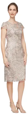 Produktbild von Alex Evenings Cocktailkleid für Damen, kurz, Knielang, mit Blumenstickerei, 36