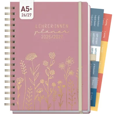 Produktbild von Häfft Lehrer-Planer Deluxe KL 2026/2027 / A5+ / Fine Flowers Rosé