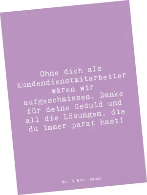 Produktbild von Mr. & Mrs. Panda Postkarte Spruch Kundendienstmitarbeiter Held - Lavendeltraum - Geschenk, Aufmerksamkeit, Ansichtskarte, Danke sagen, handgefertigt, kunstkarte, Team