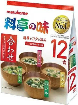 Produktbild von Marukome | Ryotei No Aji Instant Miso - 216g - 4 Geschmacksrichtungen - Wakame, Tofu, Zwiebel - Japanische Suppe