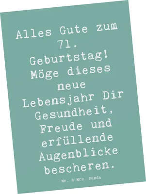 Produktbild von Mr. & Mrs. Panda Postkarte Spruch 71. Geburtstag - Meeresbrise - Geschenk, Liebe, Postkarten, Ansichtskarten, Glückwünsche, Ansichtskarte, Geburtstagsfeier, Freude, Alter