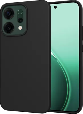 A black phone case is shown next to a smartphone.