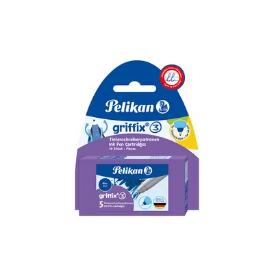 Produktbild von Pelikan Tintenschreiberpatronen griffix Blau 5 ST, Blau, Kugelschreiber, Weiß, Blau, 5 Stück(e), Box, Deutschland