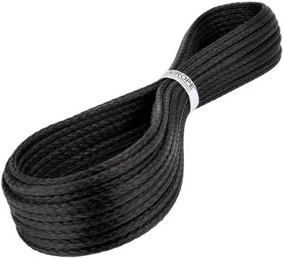Obrázok produktu pre Lano Dyneema – vysokopevnostné lano – vhodné pre vodné športy – 12-plietené – 6 mm, 5 metrov – čierna farba
