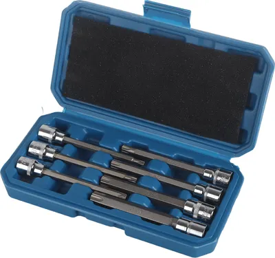 Immagine prodotto di Set di chiavi a bussola con inserti a stella Torx, portatile, attacco da 3/8 di pollice, acciaio cromo-vanadio, 7 pezzi, universale per l'industria