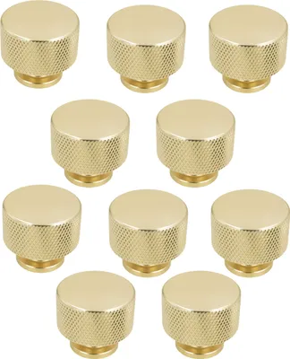 Produktbild von 10er Set runder Goldene Möbelknöpfe aus Aluminium - Mattgoldene, 28,5 mm, ideal für Schränke und Schubladen, langlebig und elegant.