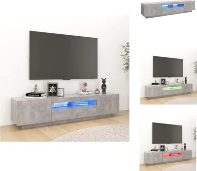 Produktbild von vidaXL TV-Schrank mit LED-Leuchten Betongrau 180x35x40 cm - TV-Möbel