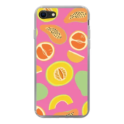 Produktbild von MuchoWow® Handyhülle Schutzhülle Hülle für iPhone SE 2020 Obst - Muster - Rosa Silikon Softcase Handy Hülle - Kartenbesitzer