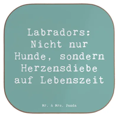 Produktbild von Mr. & Mrs. Panda Tischschoner Spruch Labrador Herzensdiebe - Meeresbrise - Geschenk, Hunderassen Pflege, Untersetzer Tasse, loyaler Freund, energiegeladener Hund, Gläser
