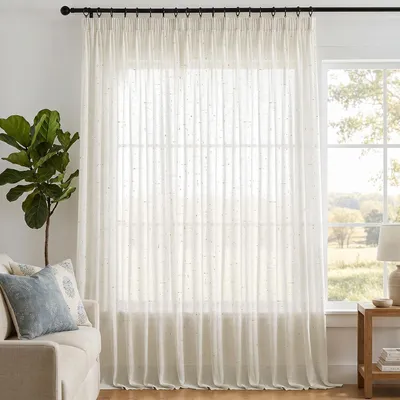 Immagine prodotto di Tende a balze in voile – Tende decorative semitrasparenti con aspetto simile al lino – Colore: naturale – Confezione da 1 pannello
