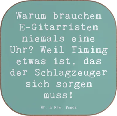 Produktbild von Mr. & Mrs. Panda Untersetzer Tasse Spruch E-Gitarre Timing - Meeresbrise - Geschenk, Instrument, Musiker, Coaster, Musikgenre, Lernen, Gläser, Tassenuntersetzer, Glas