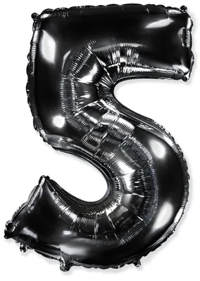 Imagen del producto de Globo de aluminio con forma del número 5, color negro, 102 cm