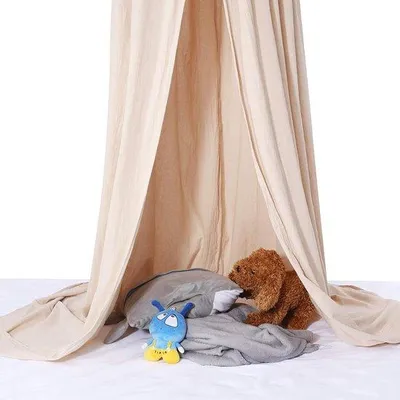 Productafbeelding van Famanu babybed muggennet, hemelbed - Ronde koepel - Khaki