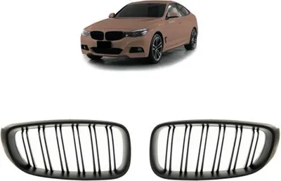 Image de GRILLE DE CALANDRE À DOUBLE BARRE, compatible avec la BMW SÉRIE 3 F34 GRAN TURISMO (2013-2020), NOIR MAT