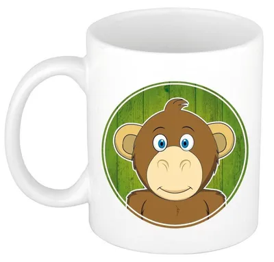 Produktbild von Becher Affe - weis - Keramik - 300 ml - Kinderbecher Affe