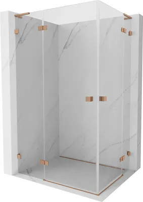 Produktbild von Mexen Lunar L Duo Duschkabine schwenkbar 120 x 90 cm, transparent, gebürstetes Kupfer - 834L-120L-090P-65-00