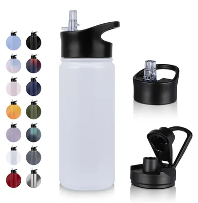 Immagine prodotto di Borraccia termica da 500 ml, in acciaio inossidabile a doppia parete, con 2 tappi