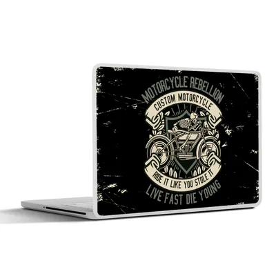 Produktbild von MuchoWow® Laptop Aufkleber Sticker Cover Motorrad - Skelett - Vintage - Zitat 30x22 cm - Laptop-Sticker