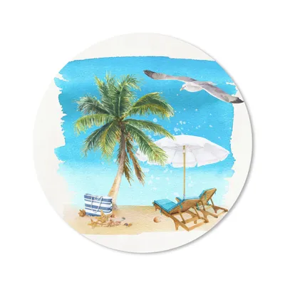 Produktbild von MuchoWow® Mauspad Mousepad Strandkorb - Sonnenschirm - Palme 20x20 cm - Mousepads - Maus Mat - Pad - Mausunterlage - Schreibtischmatte