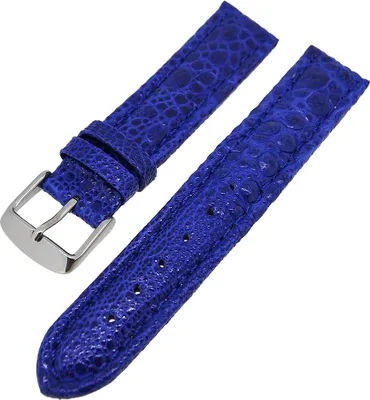 Produktbild von Uhrenarmband Lederband Blau Kroko 18mm Dornschließe Silber NEU