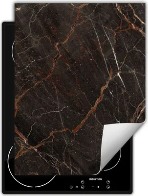 Produktbild von DarHaus Herdabdeckplatte Einteilig Küche Abdeckplatte für Glaskeramikfeld Abdeckung Induktionskochfeld Aufrollbare Matte 40x52 cm, Brozne - Marmor
