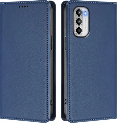 Image de Étui en cuir pour Motorola Moto G 5G 2022, étui à rabat magnétique en cuirPolyuréthaneavec support, bleu foncé