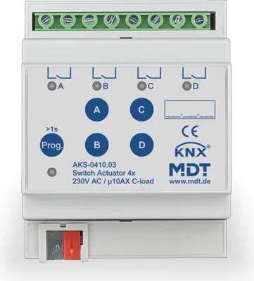 Image de MDT KNX Actionneur de commutation C-Load 4 voies REG, 1 pièce.