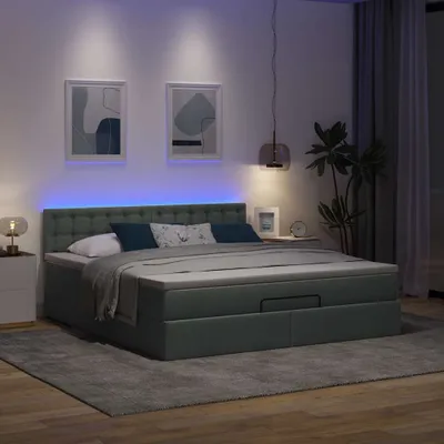 Produktbild von Maison Exclusive - Ottomane Bett mit Matratze & LEDs Dunkelgrau 180x200 cm Stoff