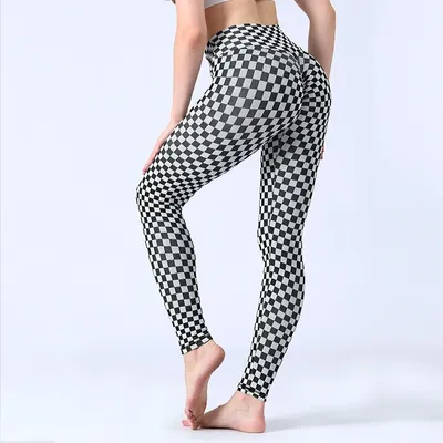Produktbild von Modische Chessboard Push Up Leggings in Schwarz/Weiß – Größe M KP14870