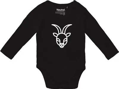Produktbild von Huuraa Baby Body Steinbock Sternzeichen Symbol 68 Black  Baumwolle Fairtrade Langarmbody Geschenkidee