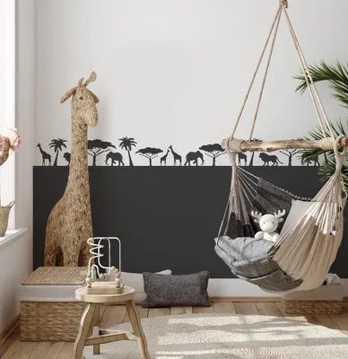 Imagen del producto de Plantilla para decorar paredes con motivos de animales de la sabana, ideal para niños