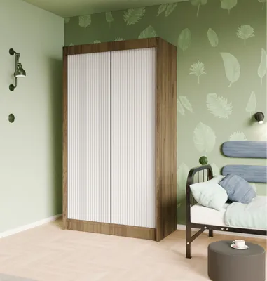 Produktbild von Schwebetürenschrank, 2-türig Kleiderschrank, Moderne Garderobe, Schrank in Größe: 120 x 215 x 61 cm
