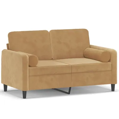 Produktbild von vidaXL 2-Sitzer-Sofa mit Zierkissen Braun 120 cm Samt