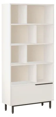 Image de Bibliothèque Étagère en bois MDF mélaminé blanc H 175,6 cm avec pieds métal
